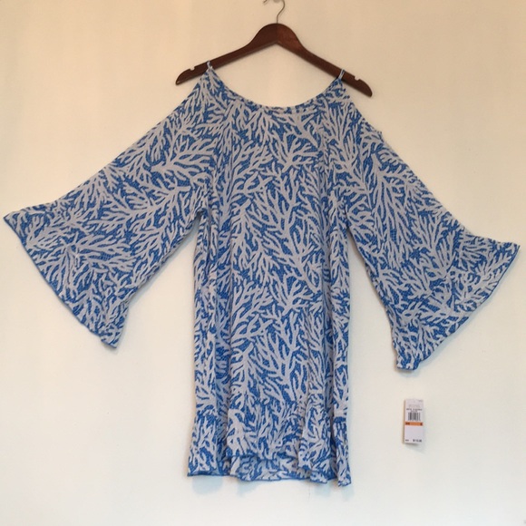 NWT MICHAEL Michael Kors Swim Cove Up Tunic Dress ~ in Grecian Blue - Picture 3 of 14